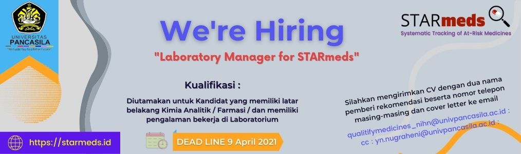 Vacancy Laboratory Manager Untuk Systematic Tracking of At-Risk Medicines - STARmeds